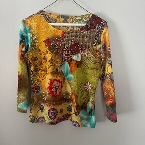 Colorful Patchwork Women's Top Y2K